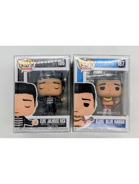 Funko Pop! Rocks Elvis Presley Jailhouse Rock #186 Blue Hawaii #187 + PROTECTOR